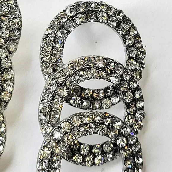 Long Rhinestone Tassel Earrings - Picture 9 of 11